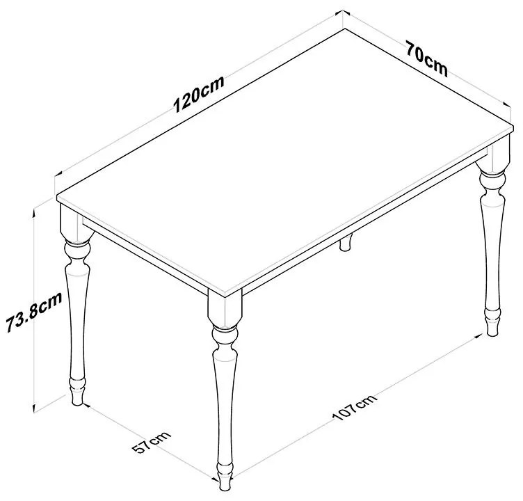 Τραπέζι Rosette καρυδί-ανθρακί 120x70x73.8εκ 120x70x73.8 εκ.