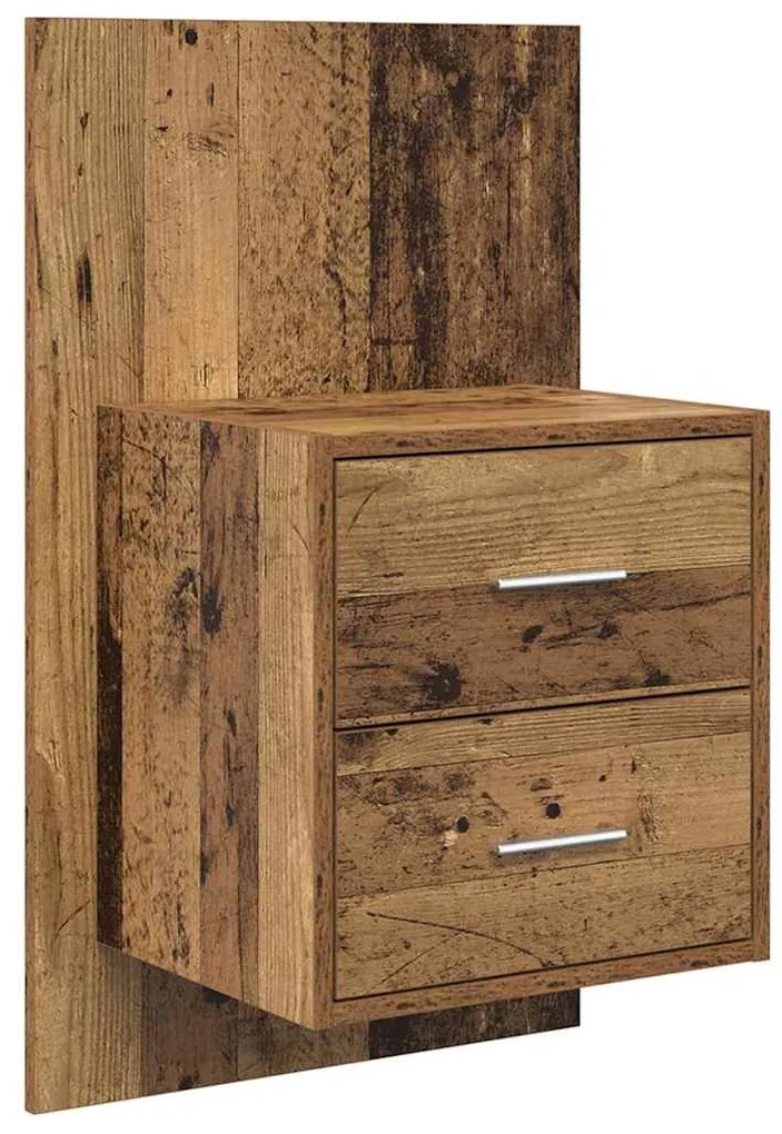 vidaXL Τοίχου κομοδίνο με συρτάρι 2 pcs Παλιό Ξύλο 48,5 x 32,5 x 80 εκ