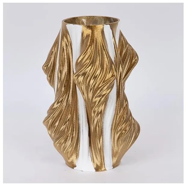 Βάζο Πορσελάνινο 3d Λευκό &amp; Χρυσό 18x18x28cm 752-21103 Estheti-752-21103-Λευκό-Χρυσό 752-21103