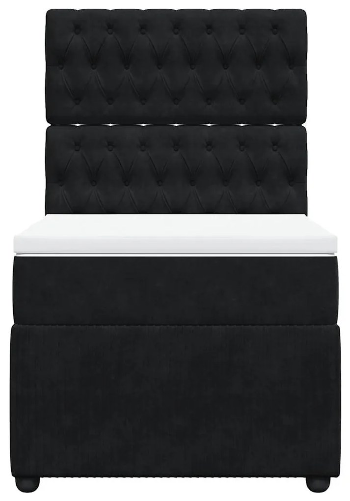 vidaXL Κρεβάτι Boxspring με Στρώμα Μαύρο 100x200 εκ. Βελούδινο