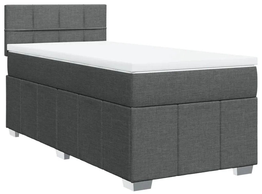 ΚΡΕΒΑΤΙ BOXSPRING ΜΕ ΣΤΡΩΜΑ ΣΚΟΥΡΟ ΓΚΡΙ 90X190 ΕΚ. ΥΦΑΣΜΑΤΙΝΟ 3289224