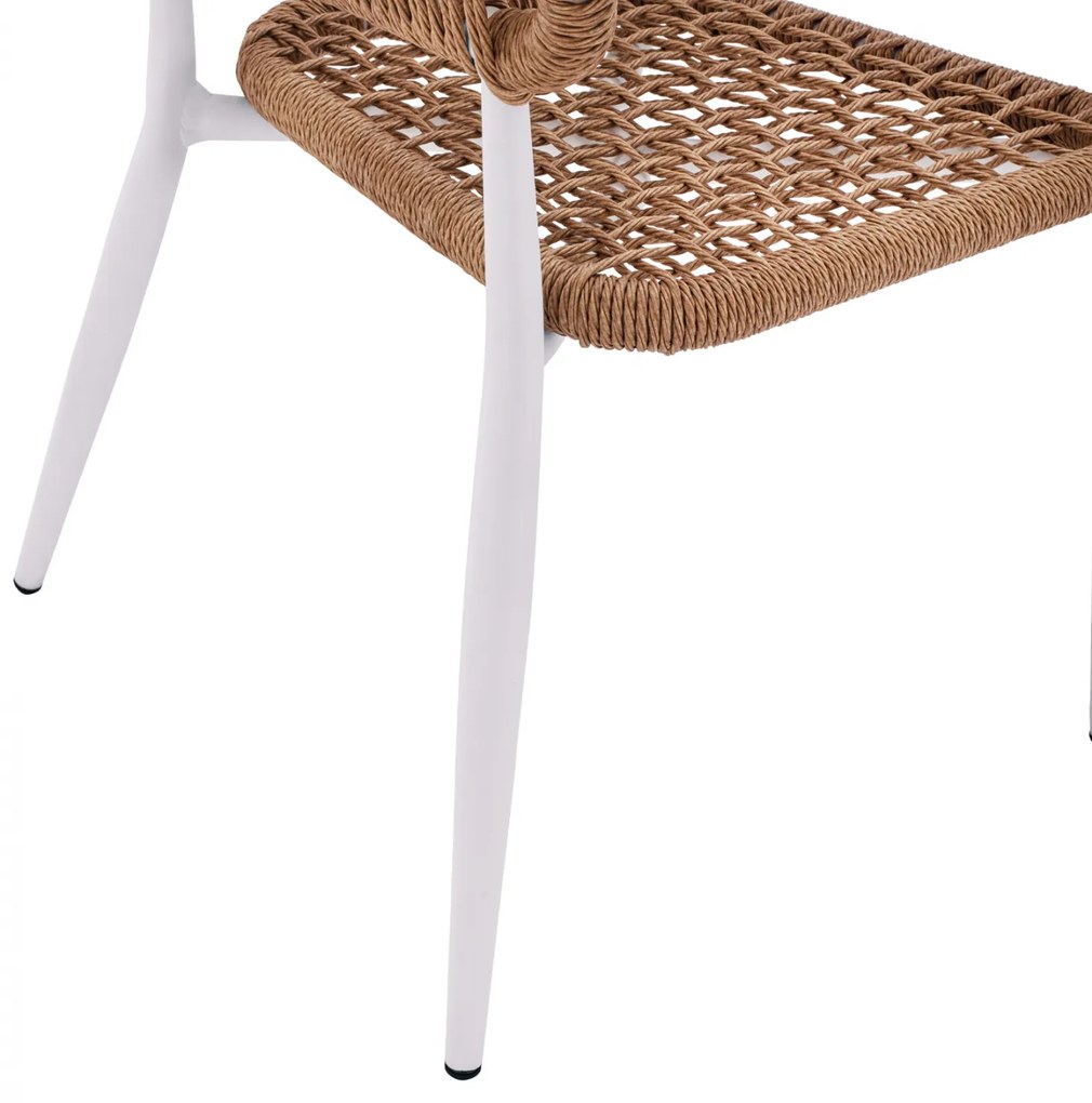 ΠΟΛΥΘΡΟΝΑ ΑΛΟΥΜΙΝΙΟΥ ΛΕΥΚΗ ΜΕ WICKER ΜΠΕΖ HM5783.02 56x60x78 εκ. - Πολυπροπυλένιο - HM5783.02