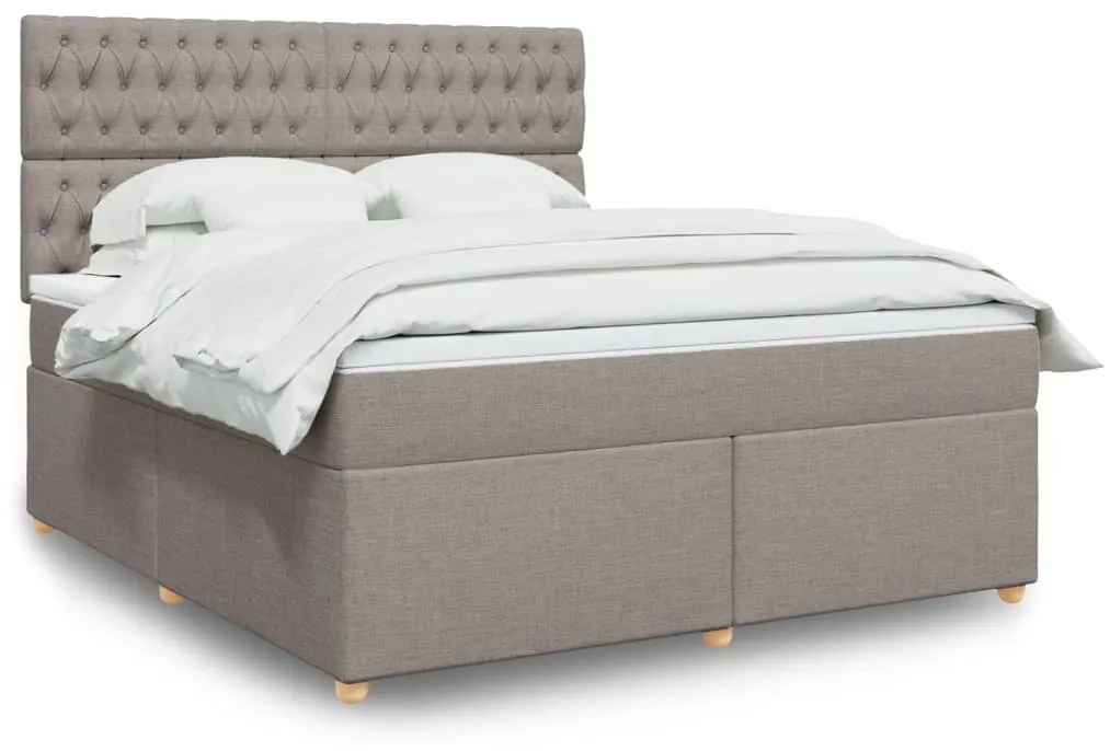 vidaXL Κρεβάτι Boxspring με Στρώμα Taupe 180x200 εκ. Υφασμάτινο