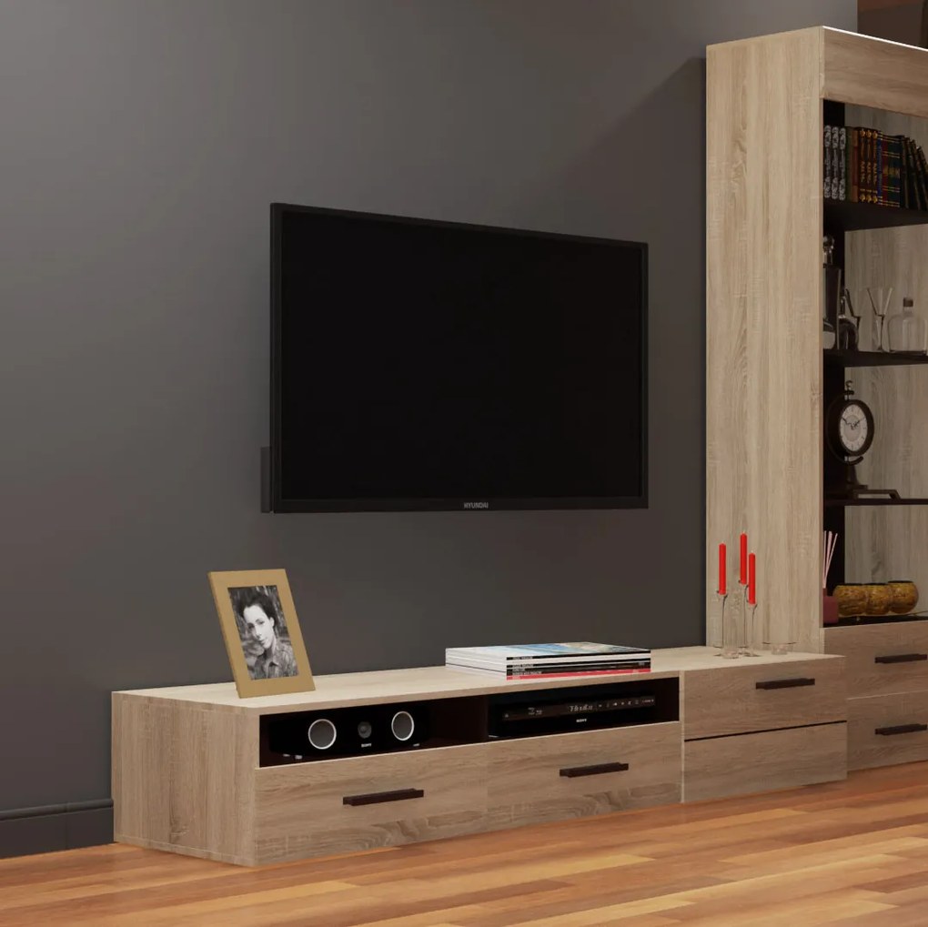 Επιπλο TV Solo 180x52x34 αριστερό Sonoma-Wenge MDF Καμπυλωτό τελείωμα στις πόρτες - TO-SOLOTV2S1DL - TO-SOLOTV2S1DL