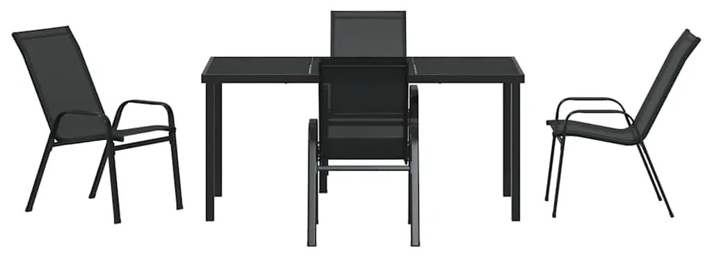 vidaXL Σέτ φαγητού για κήπο 5 pcs Μαύρο Ατσάλι με Πούδρα