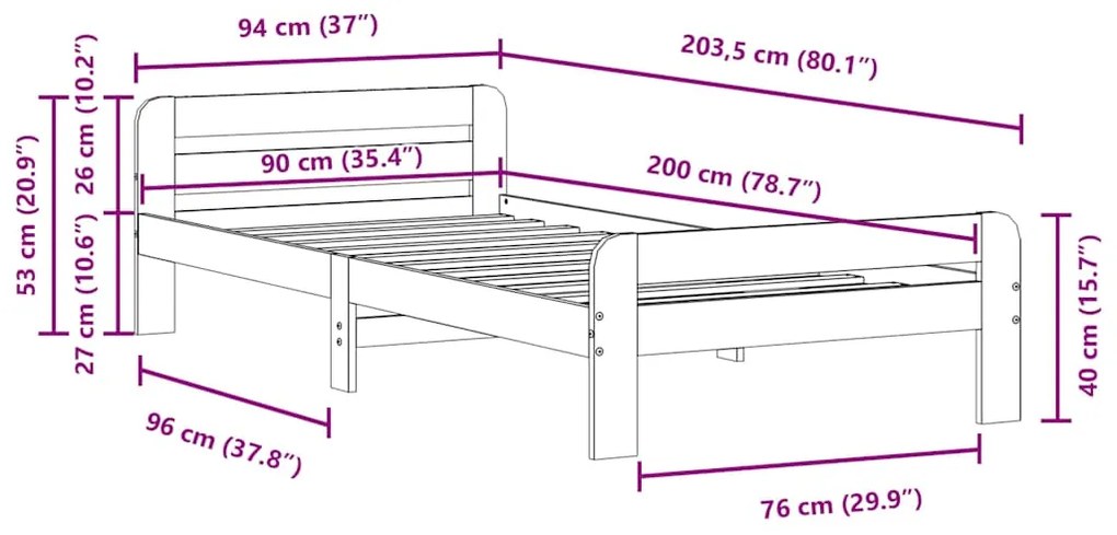 ΣΚΕΛΕΤΟΣ ΚΡΕΒ. ΧΩΡΙΣ ΣΤΡΩΜΑ ΚΑΦΕ ΚΕΡΙΟΥ 90X200 ΕΚ ΜΑΣΙΦ ΠΕΥΚΟ 855483