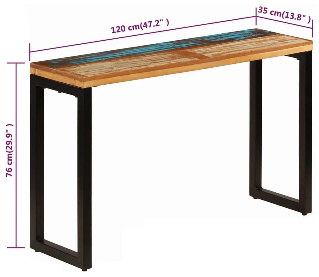 Τραπέζι Κονσόλα 120x35x76 εκ. Μασίφ Ανακυκλωμένο Ξύλο/Ατσάλι - Καφέ