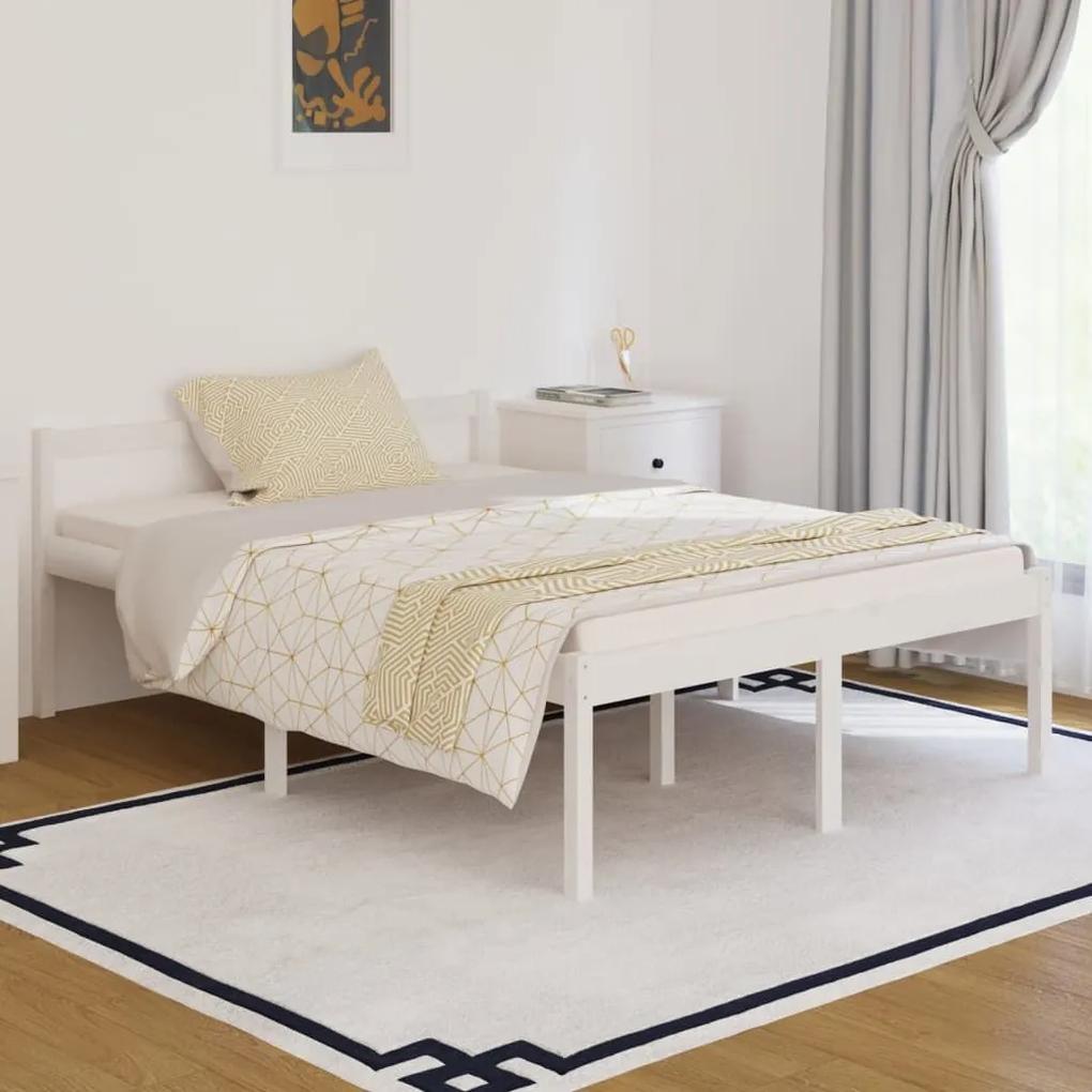 Κρεβάτι Ηλικιωμένων Άσπρο 140 x 190 εκ. από Μασίφ Ξύλο Πεύκου - Λευκό