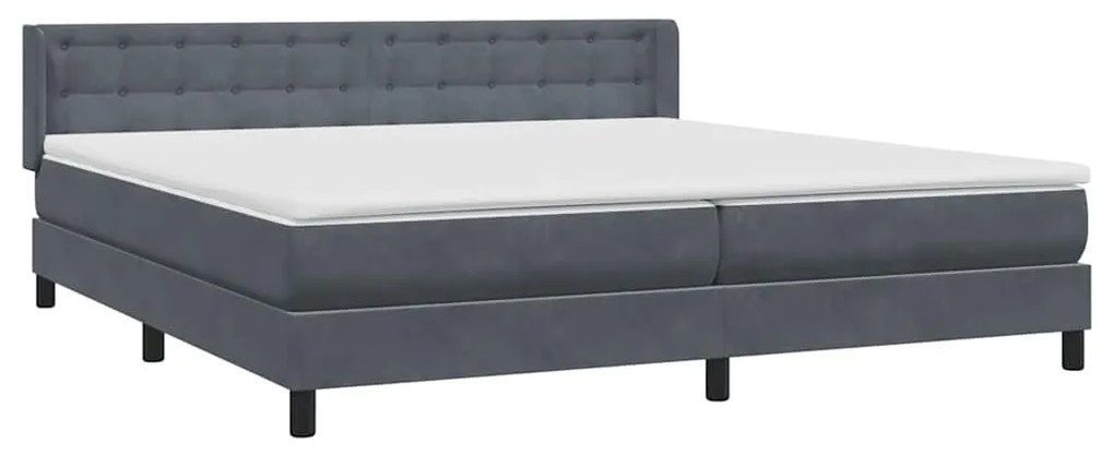 vidaXL Κρεβάτι Boxspring με Στρώμα Σκούρο Γκρι 180x210 εκ. Βελούδινο