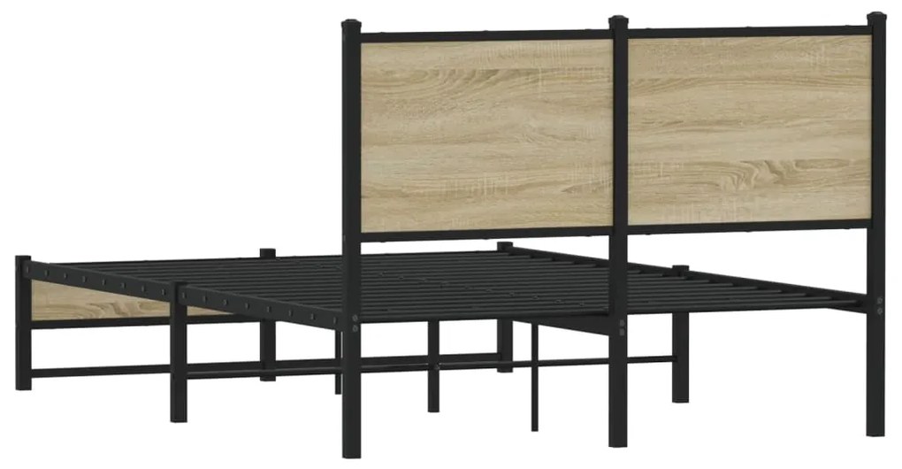 vidaXL Σκελετός Κρεβ. Χωρίς Στρώμα Sonoma Δρυς 120x200 εκ. Μεταλλικό