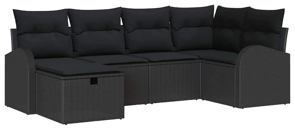 vidaXL Σετ Καναπέ Κήπου 6 pcs Μαύρο 234 x 124 x 85 εκ Πολυ ράταν