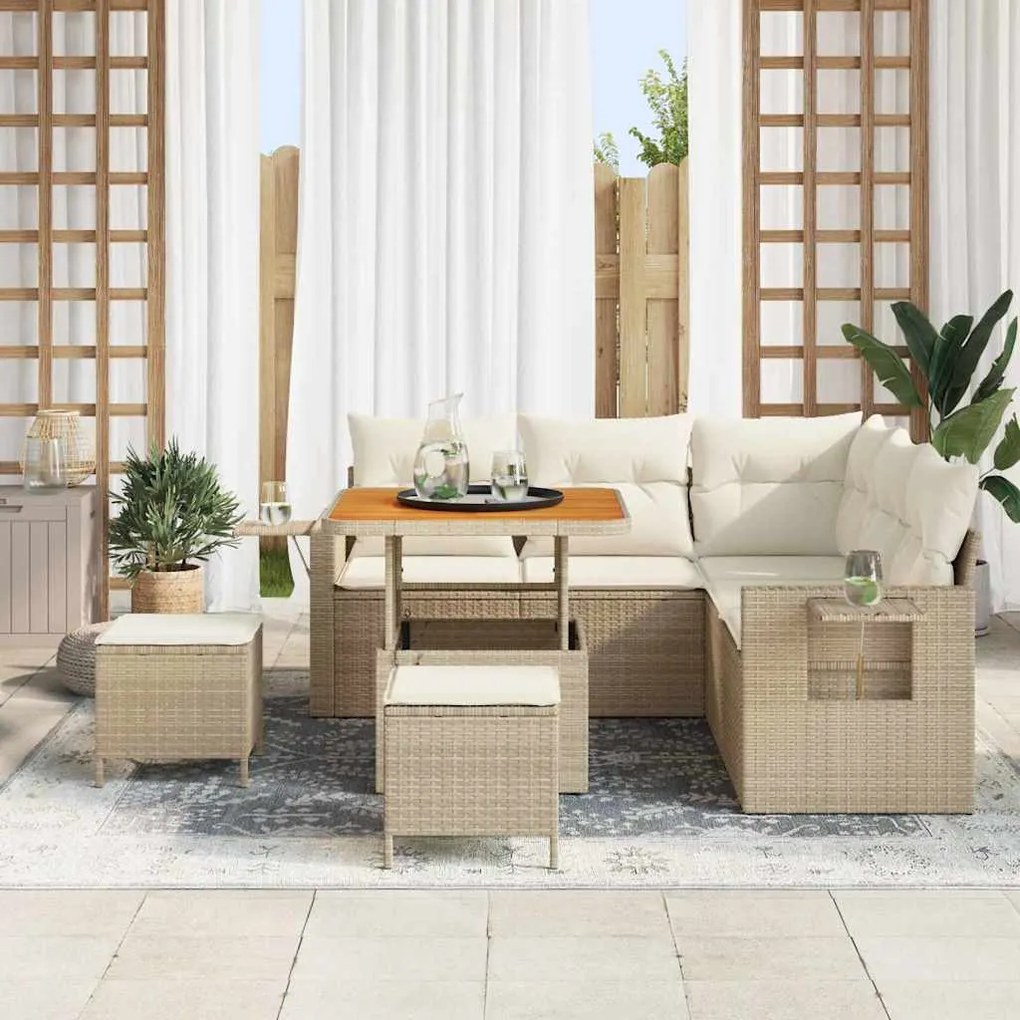 vidaXL Σετ Καναπέ Κήπου 8 pcs μπεζ και κρεμ 80 x 80 x 71 cm