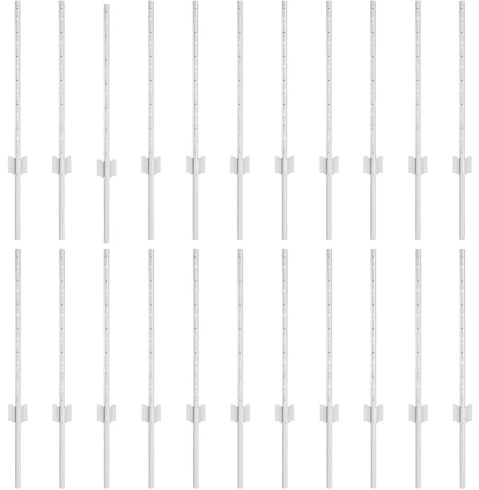 vidaXL Πό posts φράχτη 22 pcs Ασημί 100 cm Ατσάλι