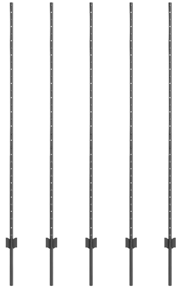 vidaXL Πό posts φράχτη 10 pcs Γκρι 160 cm Ατσάλι