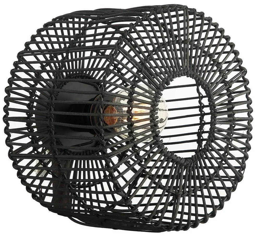 Φωτιστικό Τοίχου - Απλίκα 20240 1xE27 Max 25W Rattan Black Rattan, Metal