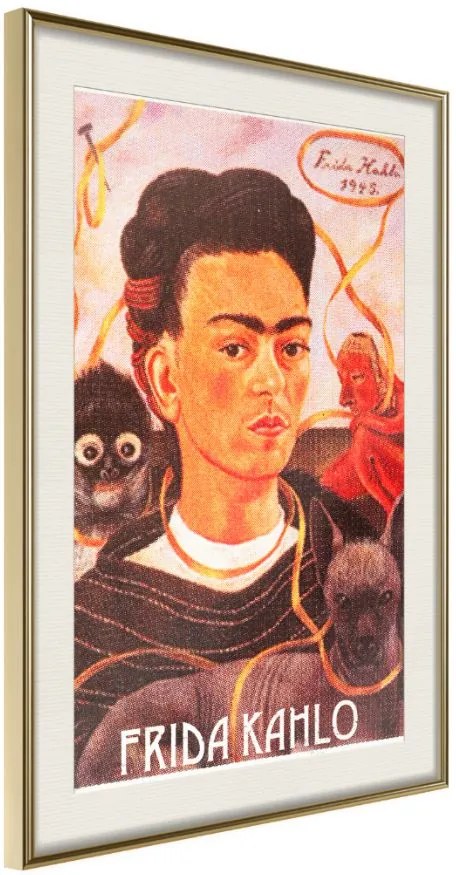 Αφίσα - Frida Khalo – Self-Portrait - 30x45 - Χρυσό - Με πασπαρτού