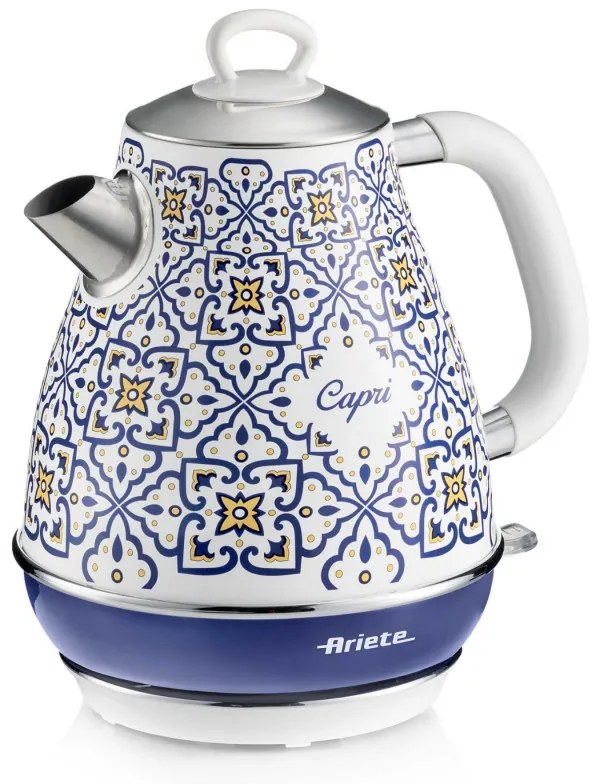 Ηλεκτρικός βραστήρας Ariete VINTAGE 2869/0C, 2000W, 1.7 l, αφαιρούμενο φίλτρο, παράθυρο νερού, βάση 360C χωρίς καλώδιο, Λευκό/Μπλε