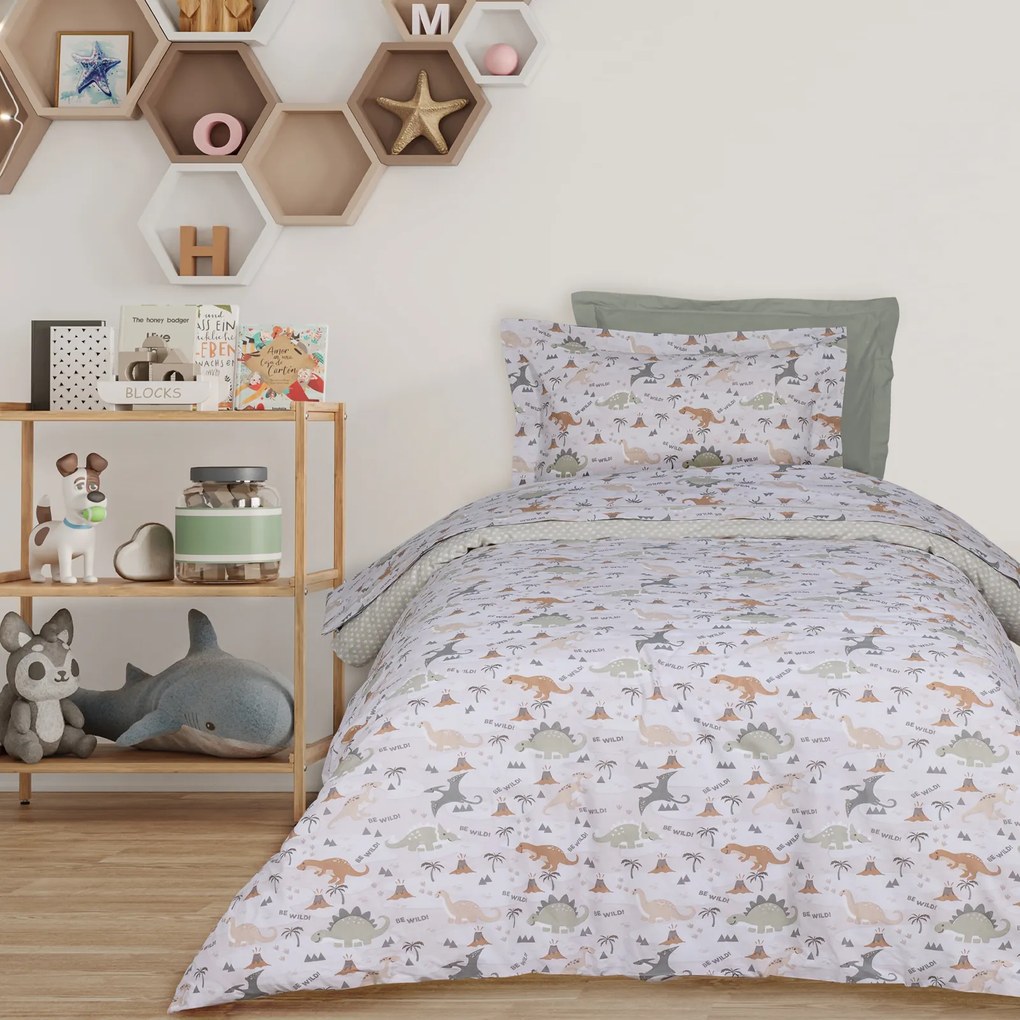 Σετ Σεντόνια Βαμβακερά Μονά 170x260εκ. Kid Line 4937 Μπεζ-Λαδί Das Kids