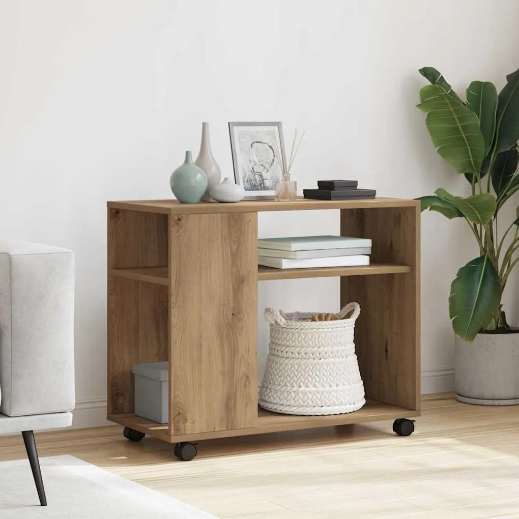 vidaXL Βοηθητικό Τραπέζι με Ρόδες Αρτισιανή Δρυς 70x35x60εκ Επεξ. Ξύλο