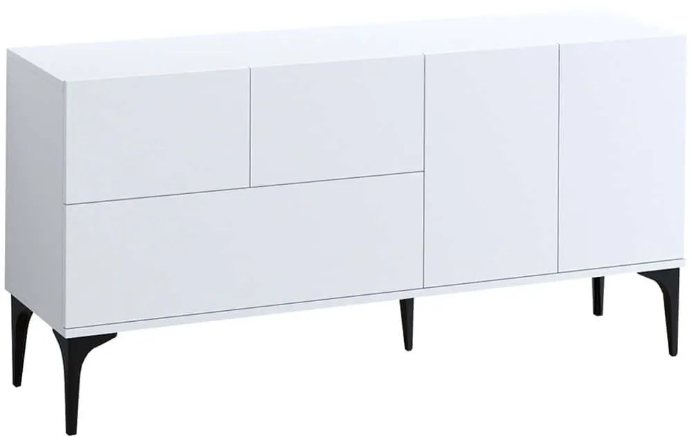 Μπουφές 393MRD1315 150x35x75cm White-Black Μοριοσανίδα, Μελαμίνη