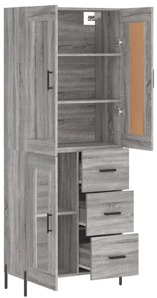 vidaXL Ντουλάπι Γκρι Sonoma 69,5 x 34 x 180 εκ. Επεξεργασμένο Ξύλο