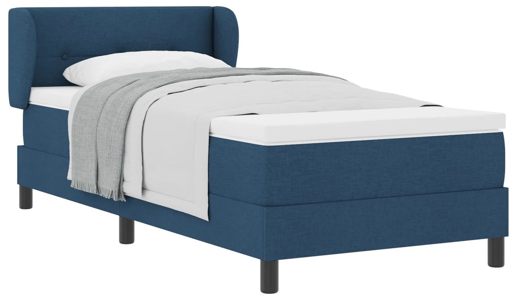vidaXL Κρεβάτι Box Spring με Στρώμα Μπλε 90x200 εκ. Υφασμάτινο