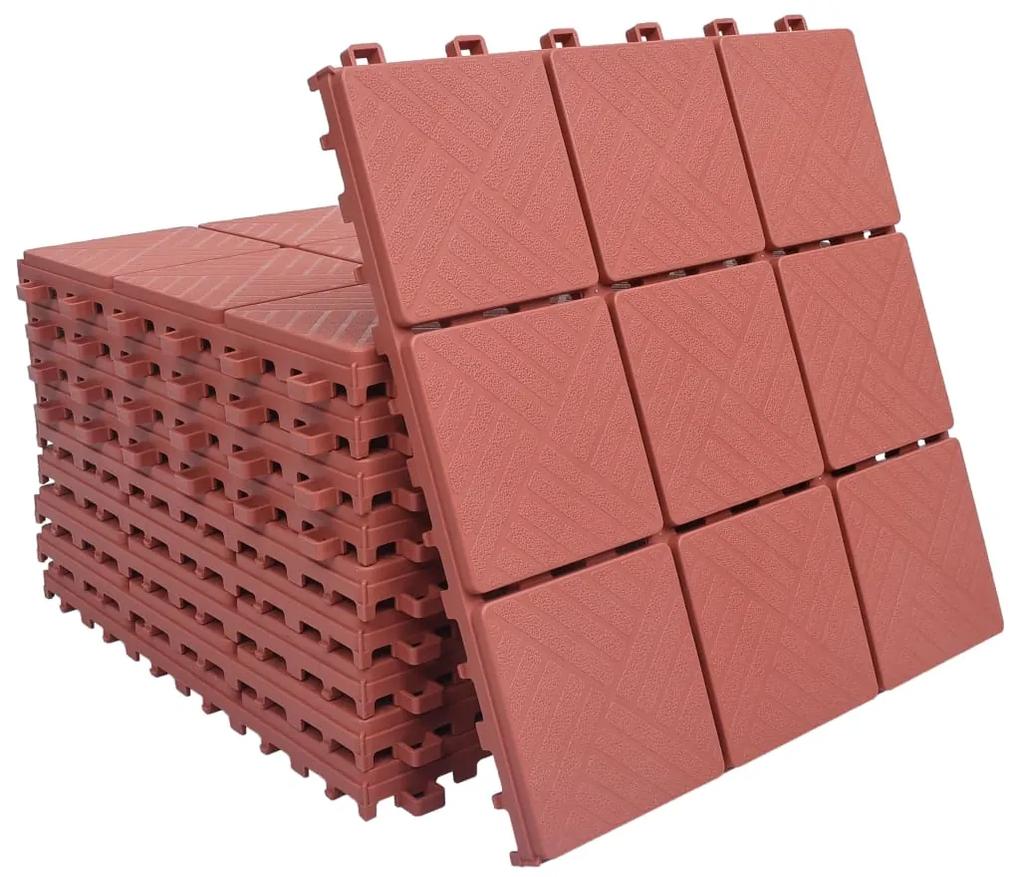 vidaXL Πλακάκια Deck 10 τεμ. Κόκκινα 30,5 x 30,5 εκ. Πλαστικά