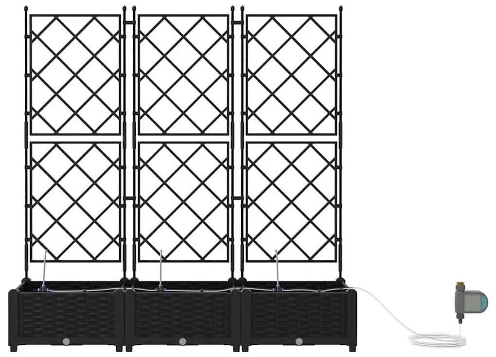 vidaXL Γλάστρα Κήπου 3 pcs Μαύρο Ατσάλι