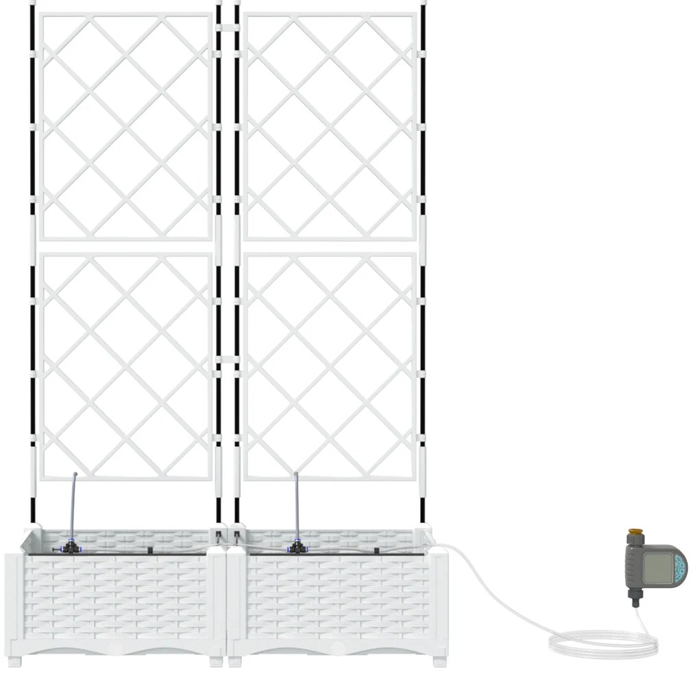 vidaXL Ζαρντινιέρες κήπου Καφασωτό Λευκό 80 x 40 x 126 cm Πλαστικό