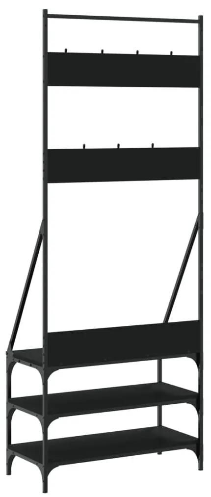 Κρεμάστρα Ρούχων με Παπουτσοθήκη Μαύρη 72 x 34 x 184 εκ. - Μαύρο