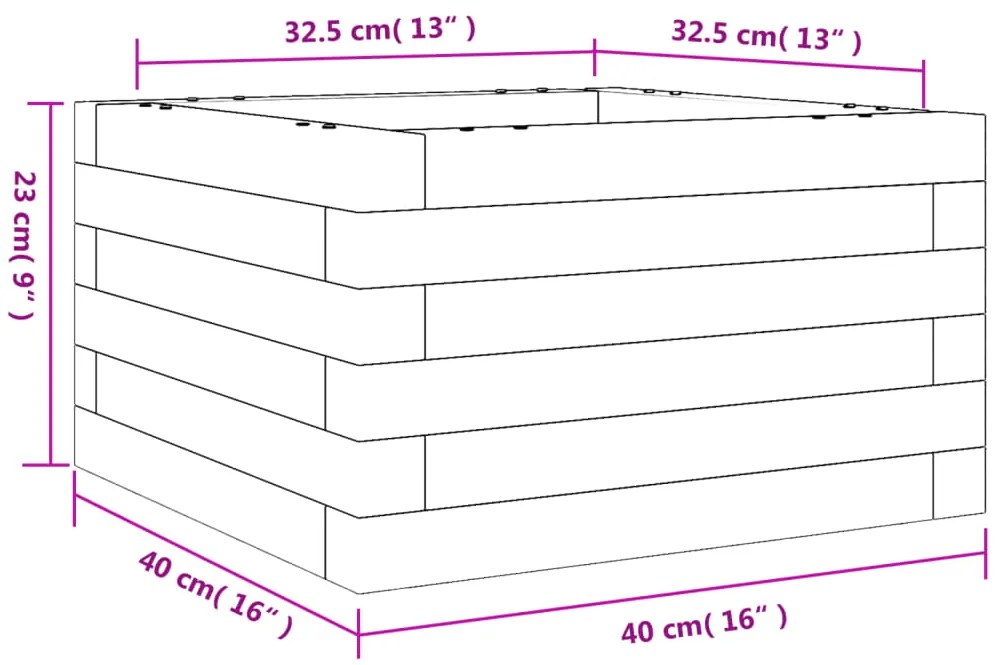 Ζαρντινιέρα Κήπου 40x40x23 εκ από Μασίφ Ξύλο Πεύκου - Καφέ