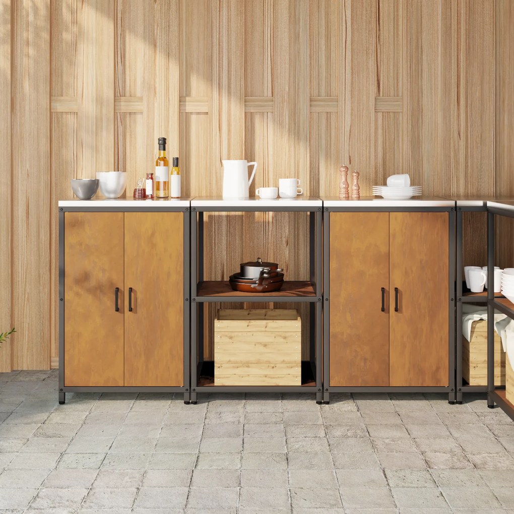 vidaXL Σετ Αποθήκευσης Κουζίνας 3 pcs Σκ rusty 180 x 50 x 92 εκ.