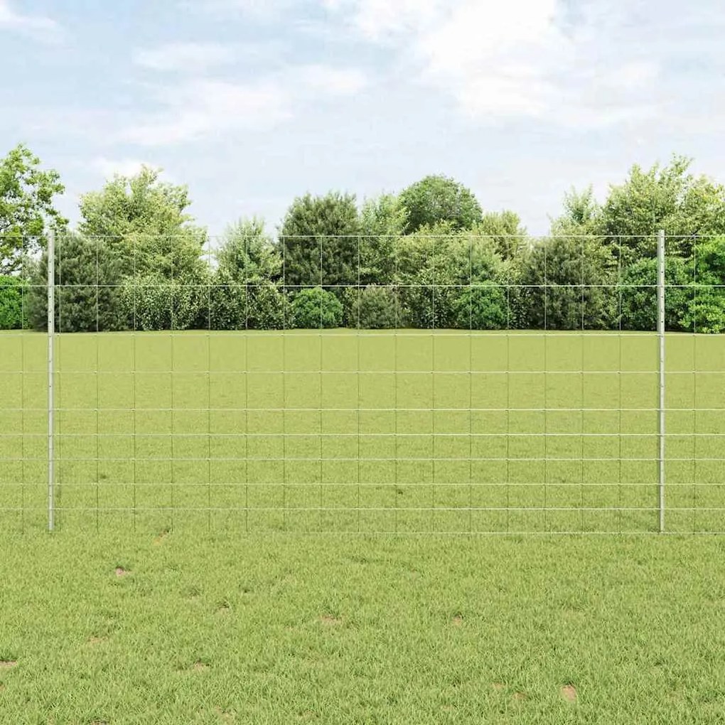 vidaXL Φράχτης με Στήλες. Ασημί 1.2 x 25 m Ατσάλι