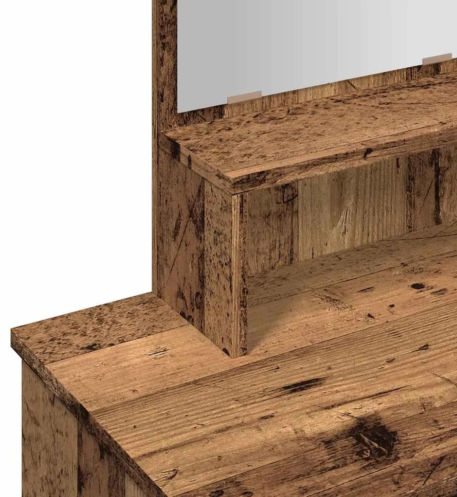 Κομοδίνο με καθρέφτη Παλιό ξύλο 86,5x35x136 cm - Καφέ