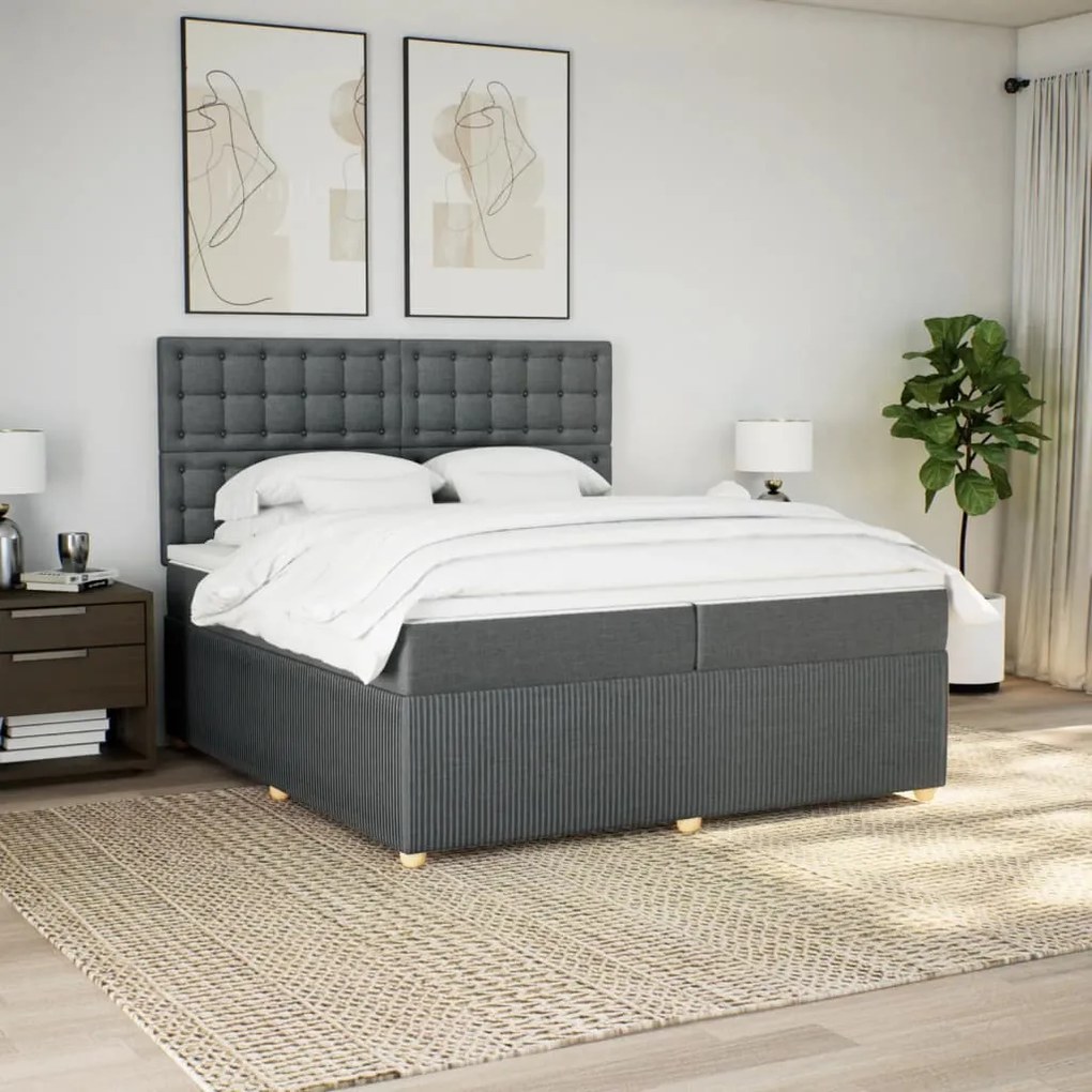 ΚΡΕΒΑΤΙ BOXSPRING ΜΕ ΣΤΡΩΜΑ ΣΚΟΥΡΟ ΓΚΡΙ 200X200 ΕΚ. ΥΦΑΣΜΑΤΙΝΟ 3294478