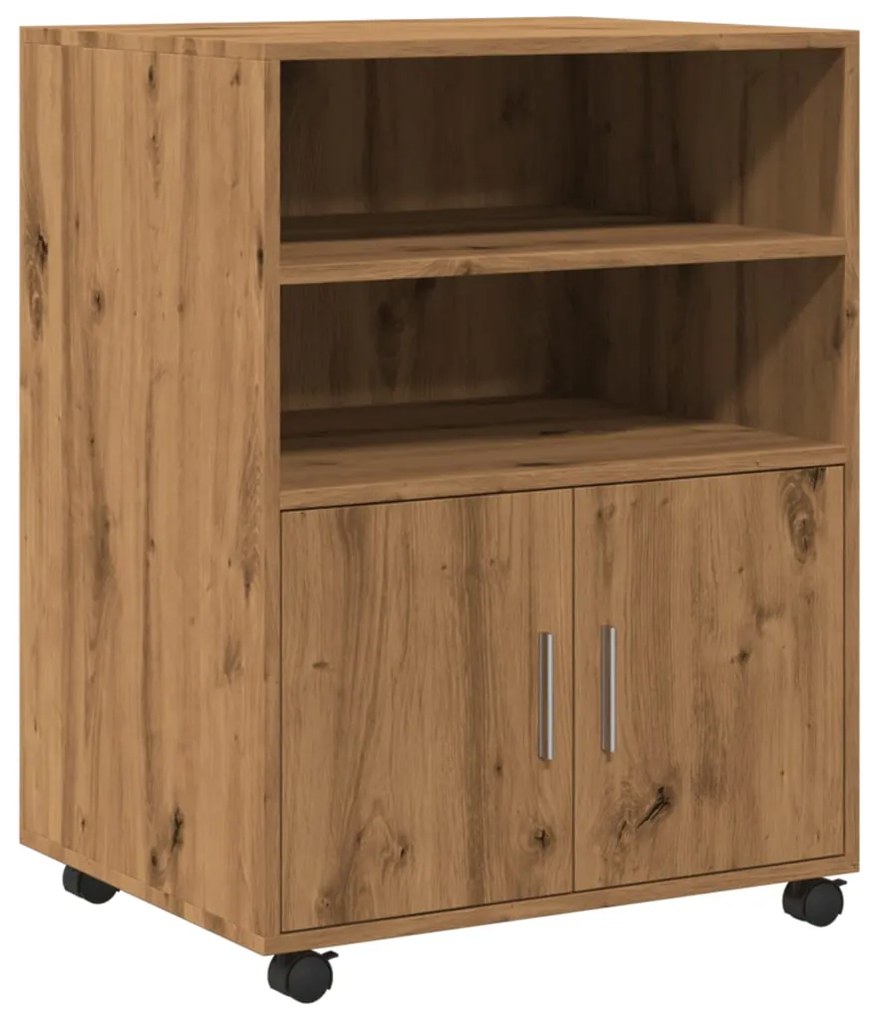 vidaXL Ντουλάπι Τροχήλατο Αρτισιανή Δρυς 60x48x81 εκ. από Επεξ. Ξύλο