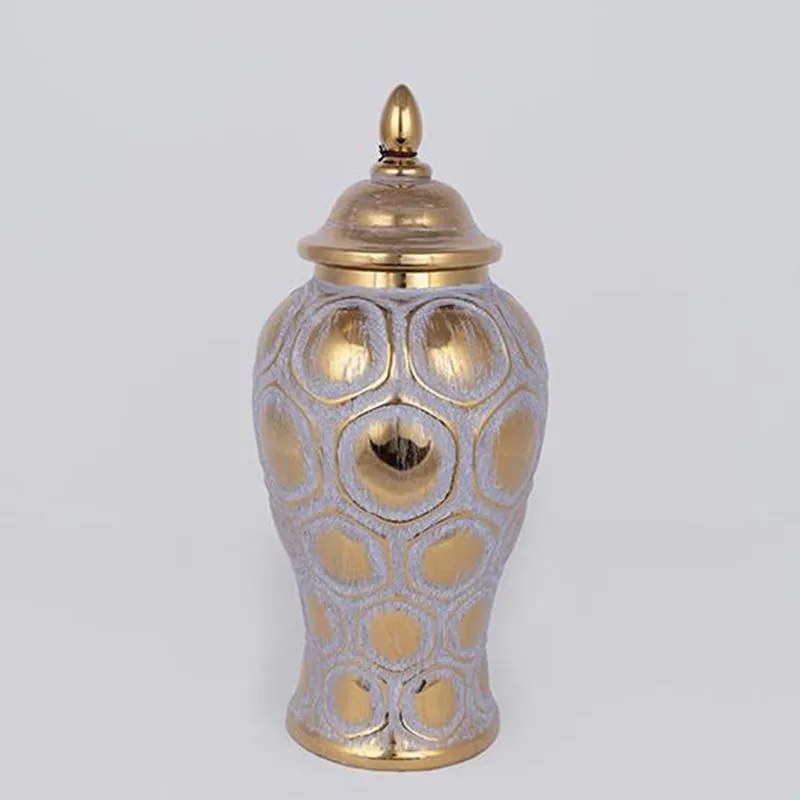 Βάζο Διακοσμητικό Με Καπάκι 752-20349 17,7x17,7x40cm Grey-Gold Estheti Home Κεραμικό