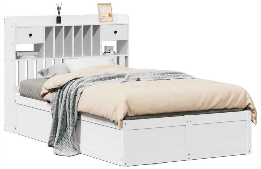 vidaXL Σκελετός Κρεβ. Χωρίς Στρώμα Λευκό 135x190 εκ Μασίφ Πεύκο