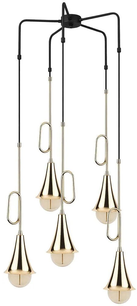 Φωτιστικό Οροφής Sarmal 892OPV1481 Φ55x100cm 5xE27 40W Black-Gold Opviq