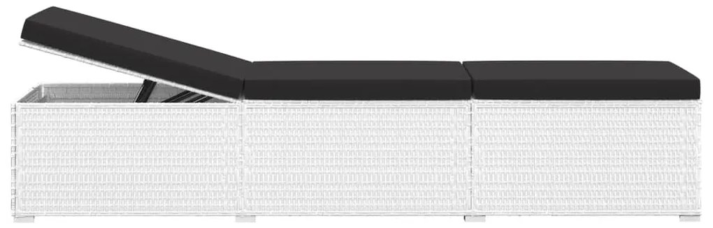 vidaXL Ξαπλώστρα Λευκή από Συνθετικό Ρατάν με Μαξιλάρι / Τραπεζάκι