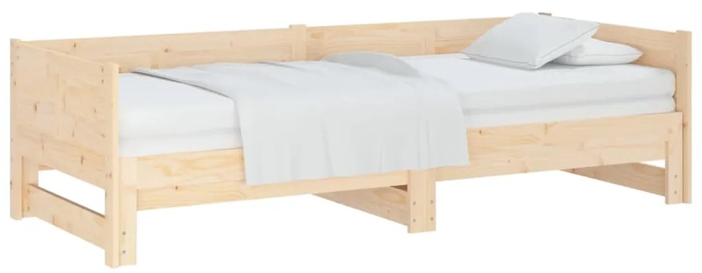 vidaXL Καναπές Κρεβάτι Συρόμενος 2x(80x200) εκ. από Μασίφ Ξύλο Πεύκου