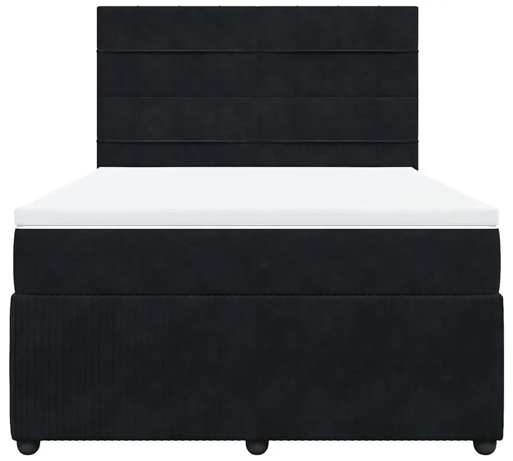 vidaXL Κρεβάτι Boxspring με Στρώμα Μαύρο 140x200 εκ. Βελούδινο