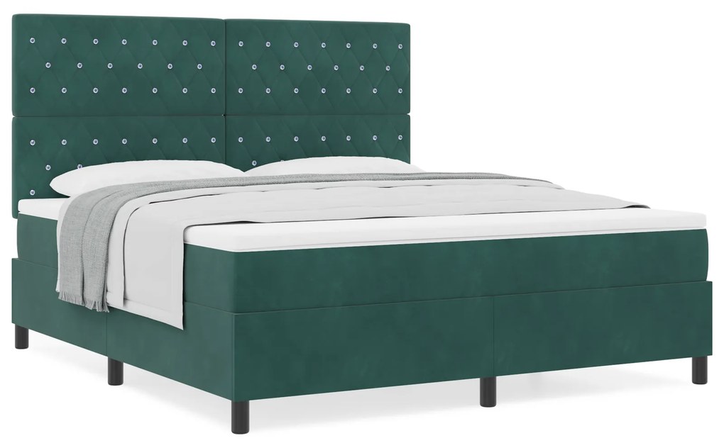 vidaXL Κρεβάτι με ελατήρια Σκούρο πράσινο 180 x 200 cm Βελούδο