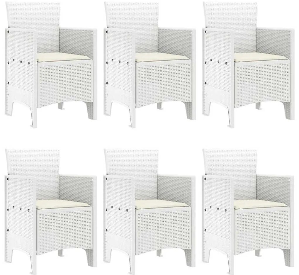 vidaXL Σέτ φαγητού για κήπο 7 pcs Λευκό Rattan Polt
