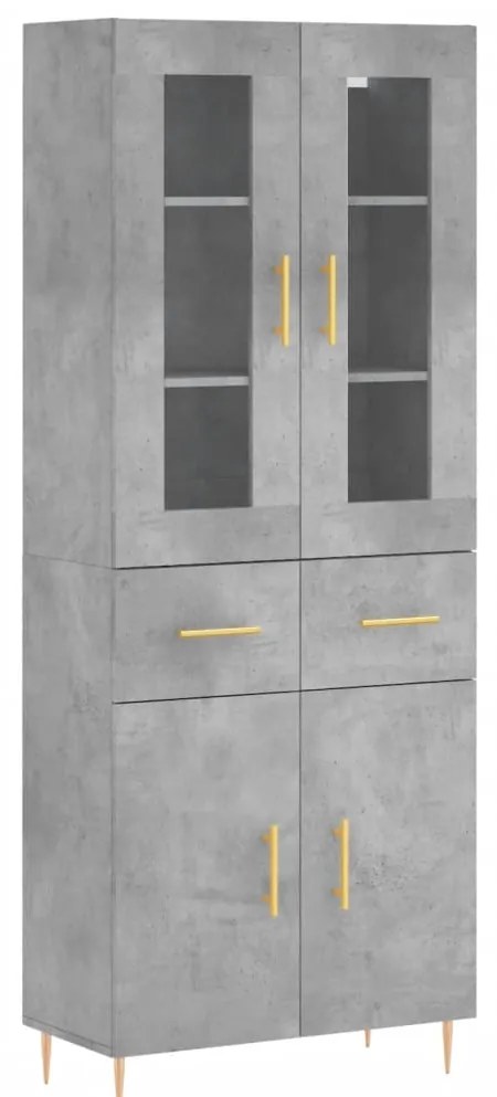 vidaXL Ντουλάπι Γκρι Σκυροδέματος 69,5x34x180 εκ. Επεξεργασμένο Ξύλο