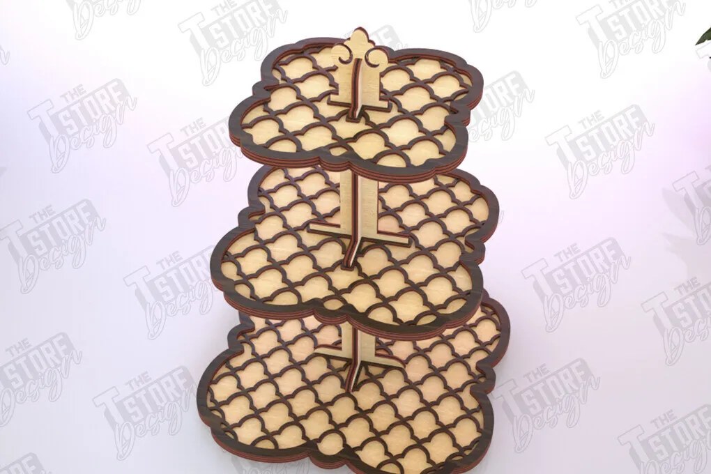 Σετ των 2 Intra απο ξύλο plywood 3mm-4mm πάχος – Μοτίβο κλιμακωτός δίσκος κοπής με λέιζερ | Αρχείο CNC Δίασταση  20x20 cm INTRAFABR-121427670