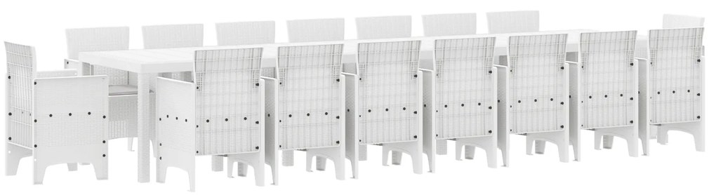 vidaXL Σετ Τραπεζαρίας Κήπου 17 pcs Λευκό 16-άτομα Πλαστικό