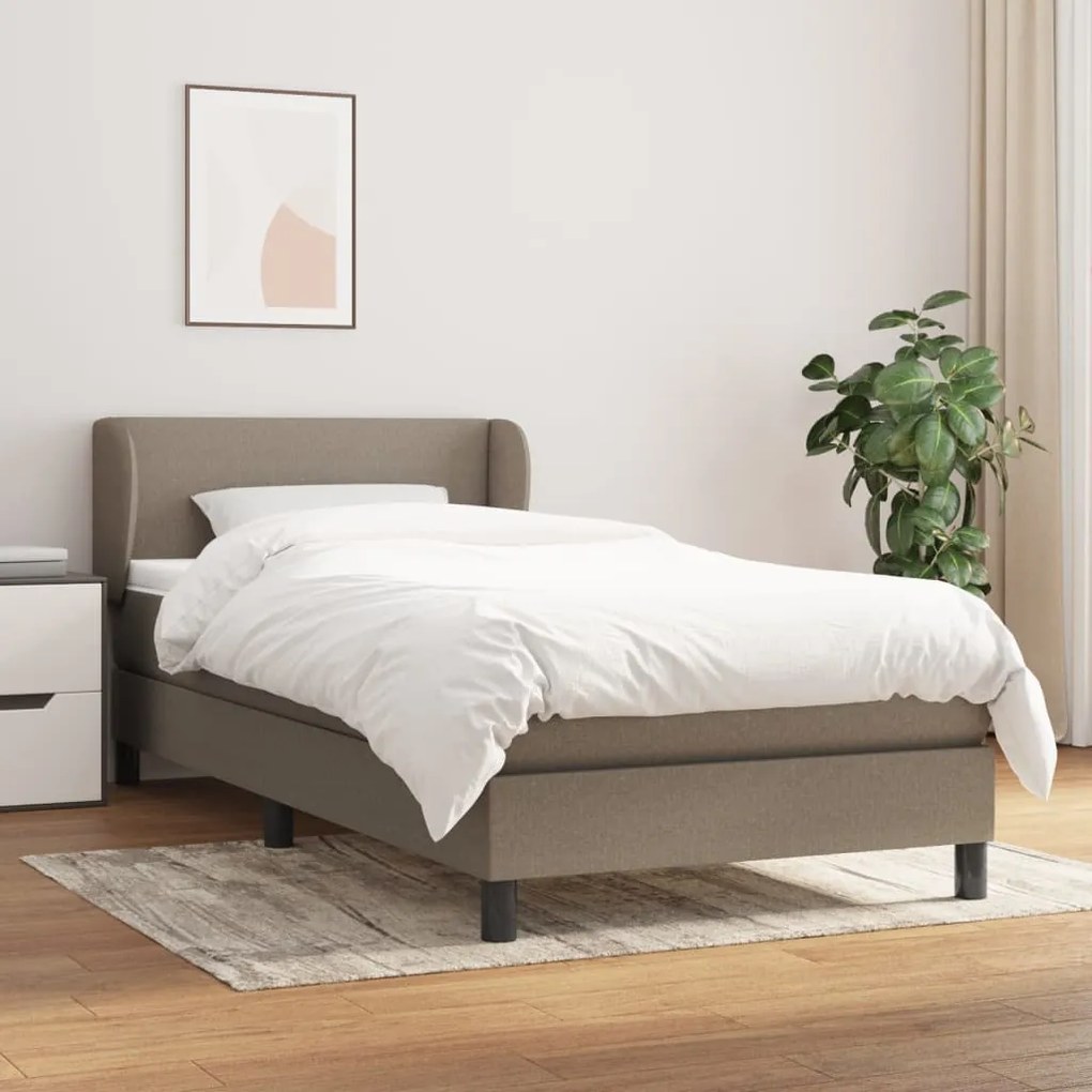 Κρεβάτι Boxspring με Στρώμα Taupe 100 x 200 εκ. Υφασμάτινο