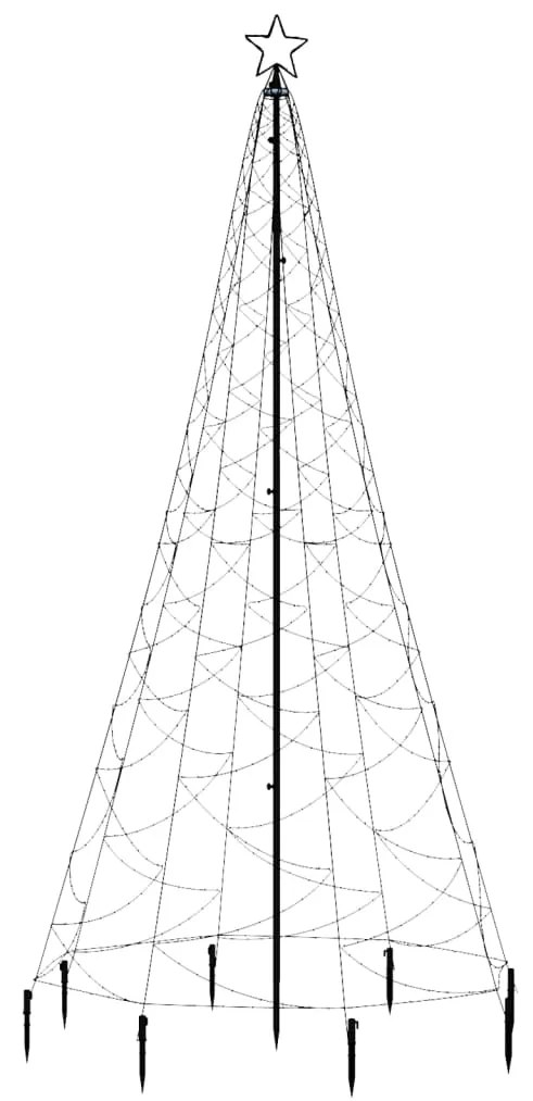 vidaXL Χριστουγεν. Δέντρο Ψυχρό Λευκό 3 μ. 500 LED με Μεταλλικό Στύλο