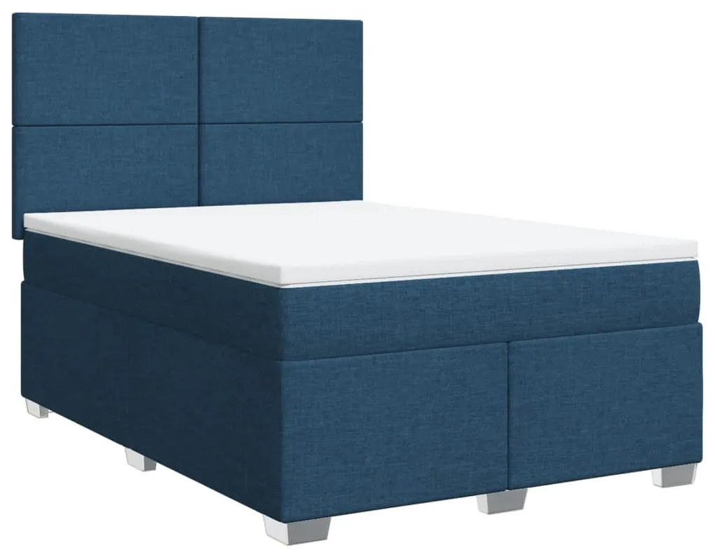 ΚΡΕΒΑΤΙ BOXSPRING ΜΕ ΣΤΡΩΜΑ ΜΠΛΕ 140X190 ΕΚ. ΥΦΑΣΜΑΤΙΝΟ 3292782